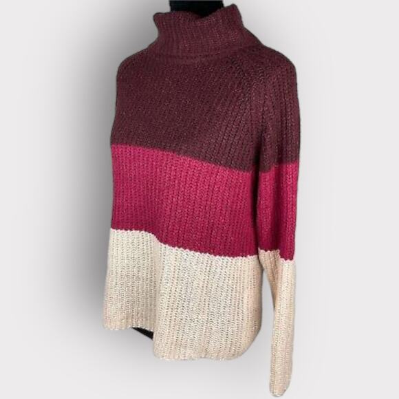 Brave Soul London Turtleneck Colorblock Sweater | Medium - Picture 5 of 10